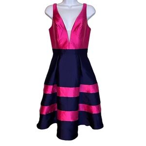 Mac Duggal Pink And Navy Blue Asymmetrical Dress Size 4 Homecoming HOCO